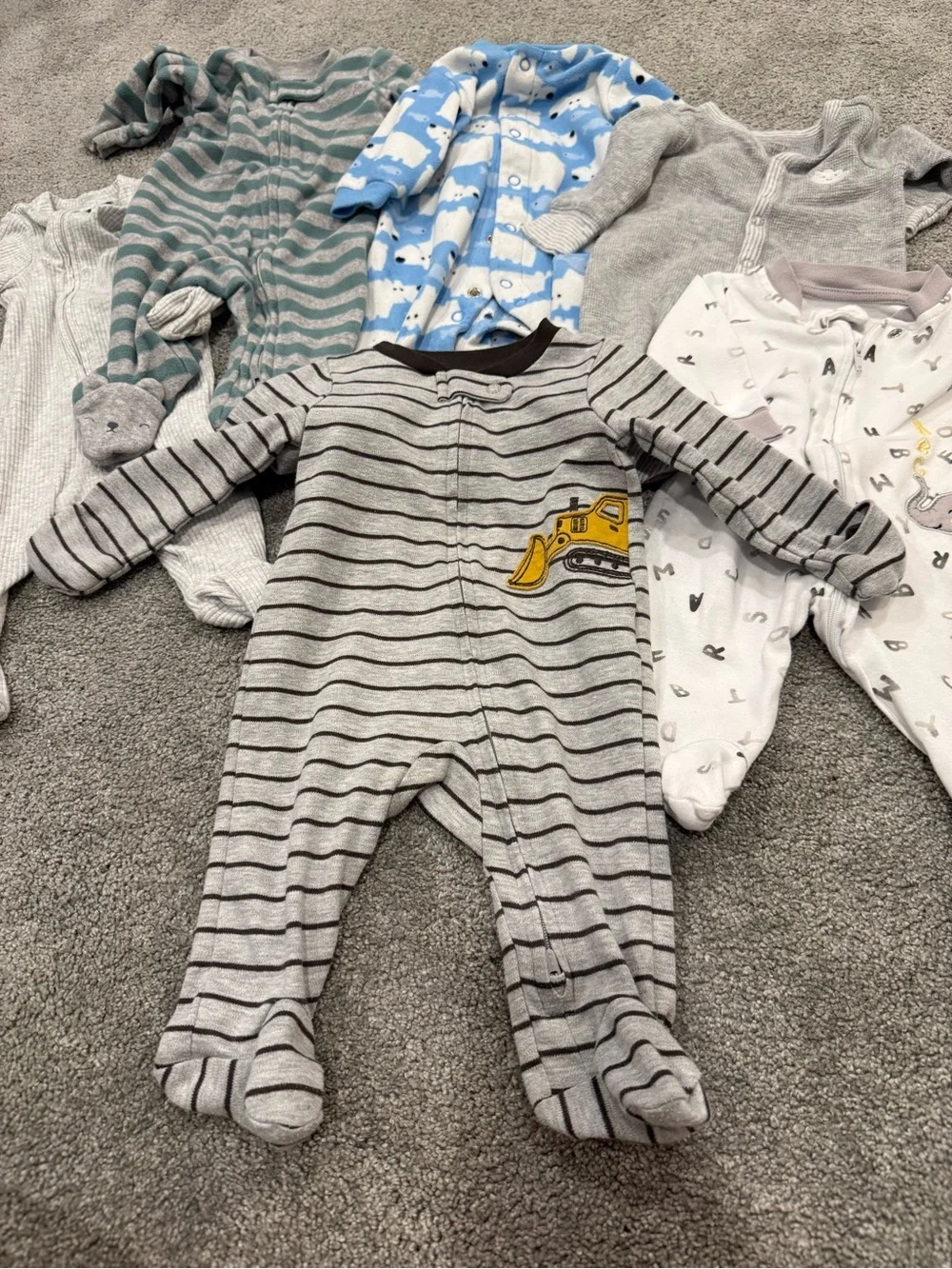 Carter's Mixed Baby Footie Pajama Set - Gray, Green, Blue, White